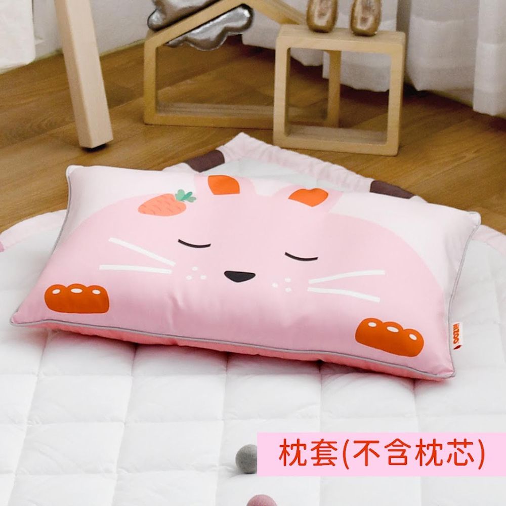 韓國 Hello HiZoo - 手工製可愛動物防蟎抗菌兒童枕套-粉紅兔 (30x50cm)
