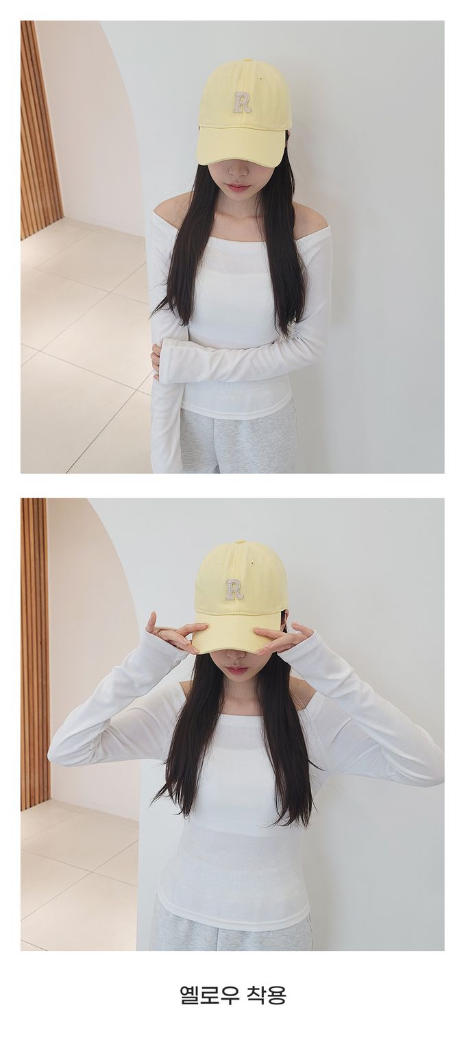 韓國 Soo&Soo - 字母R經典老帽-白