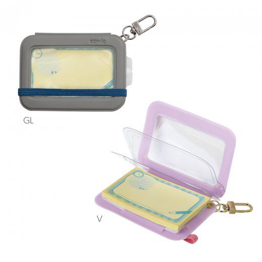 日本文具 SONIC - 不忘記！攜帶式便簽備忘錄收納包-灰 (9.5×6.8×0.5cm)