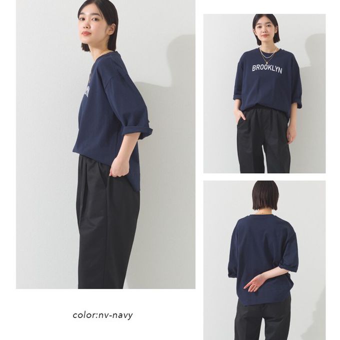 日本 OMNES - 簡約整潔英文標語七分袖上衣-白