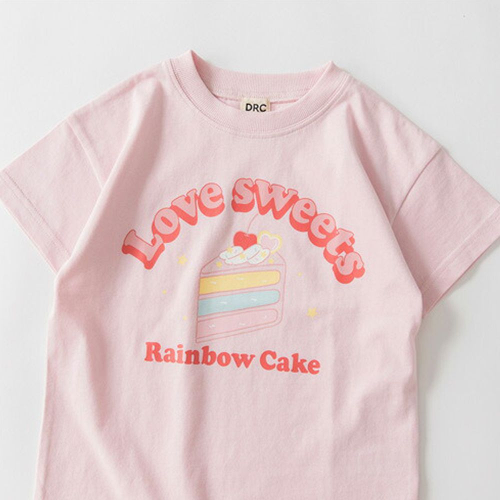 100%天竺棉女孩短袖上衣-切片蛋糕-粉紅