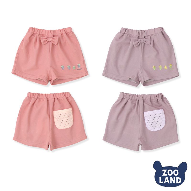 日本 ZOOLAND - 百搭俏麗休閒短褲-葡萄西洋梨-粉紫