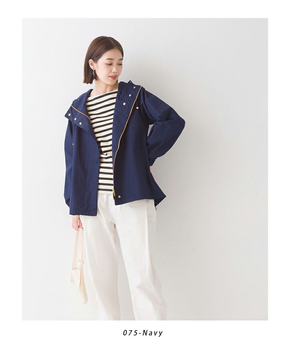 日本 OMNES - [撥水加工] 輕量連帽風衣外套-摩卡棕