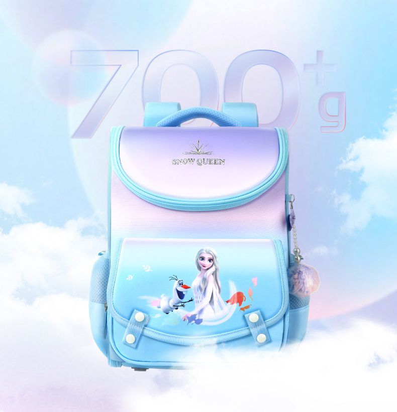 卡通唯美漸層大容量減壓護脊書包-卡通人物艾莎-藍色 (建議135-160cm)-28x19x39cm