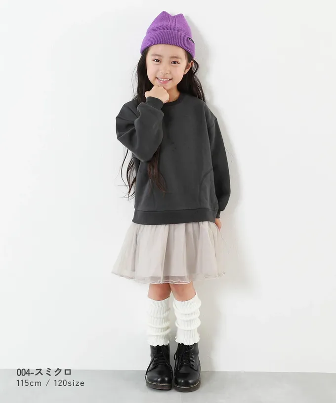 日本 devirock - 甜美裏毛雪紡拼接長袖洋裝-黑白條紋