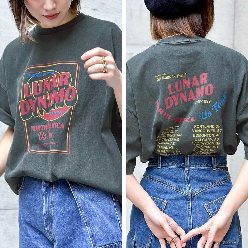 100%棉美式復古印花T恤-深灰