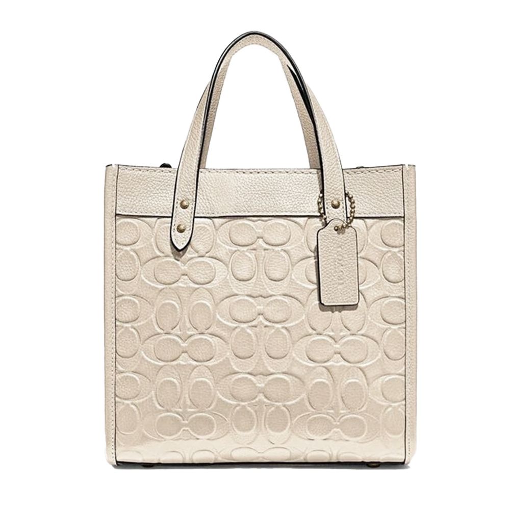 浮雕LOGO皮革托特包 (米白)