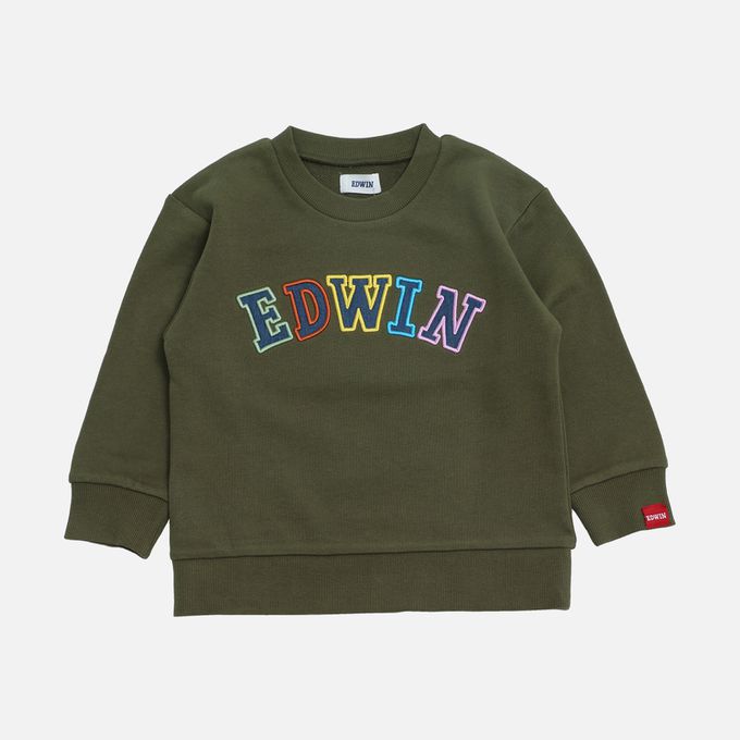 日本 Chil2 - EDWIN聯名 純棉裏毛長袖上衣-相良刺繡-粉紅