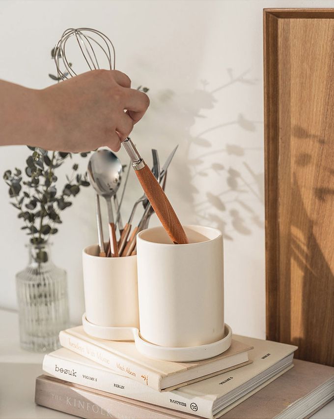 韓國 SSUEIM - Mariebel系列莫蘭迪餐具收納筒3件組 (粉色)