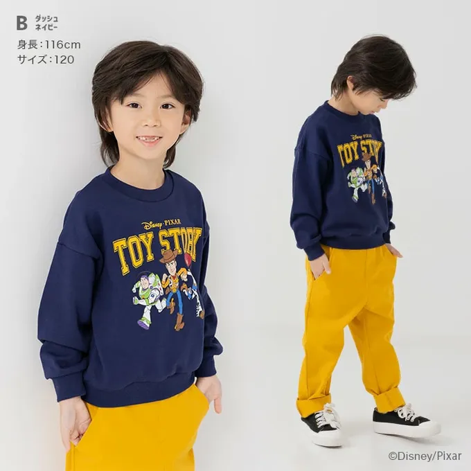 日本 Chil2 - 限定聯名 縮口印花長袖上衣-玩具總動員-飛向宇宙-炭灰