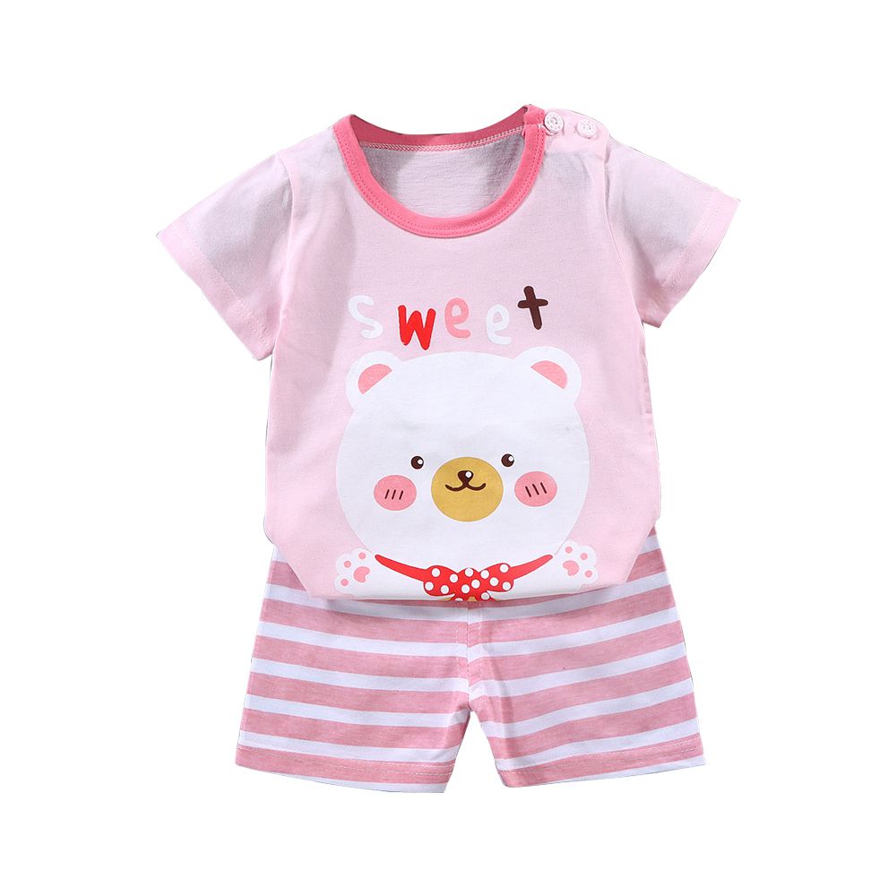 短袖上衣+短褲童裝組 寶寶夏季短袖套裝-微笑熊