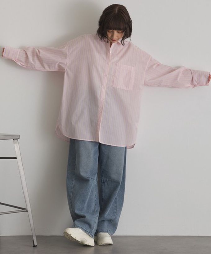 日本 ELENCARE DUE - 男友風寬鬆率性感長袖襯衫-白