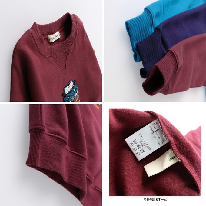 日本 BRANSHES - 吉普車刺繡裏毛長袖上衣-藍