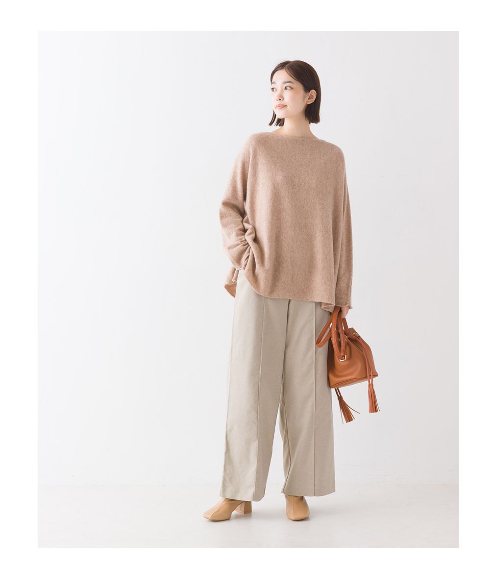 日本 OMNES - 50%羊毛顯瘦船領針織毛衣-海軍藍