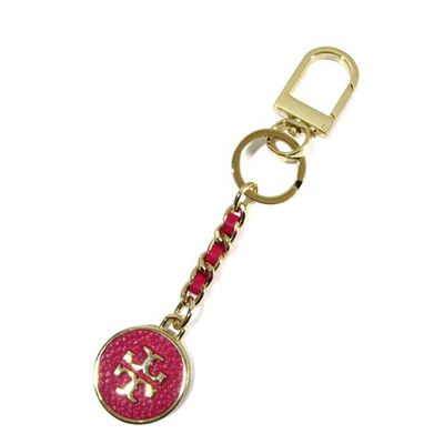 TORY BURCH - 雙T-LOGO鑰匙圈吊飾 (桃紅)