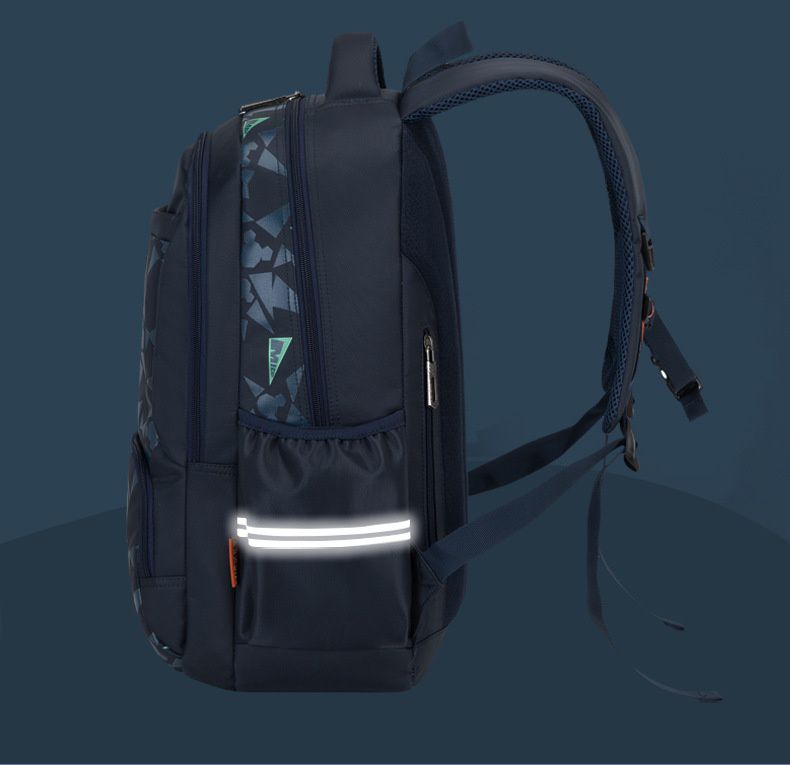 大容量多隔層減壓書包(胸扣)-幾何米奇28-黑色 (建議身高145-175cm)