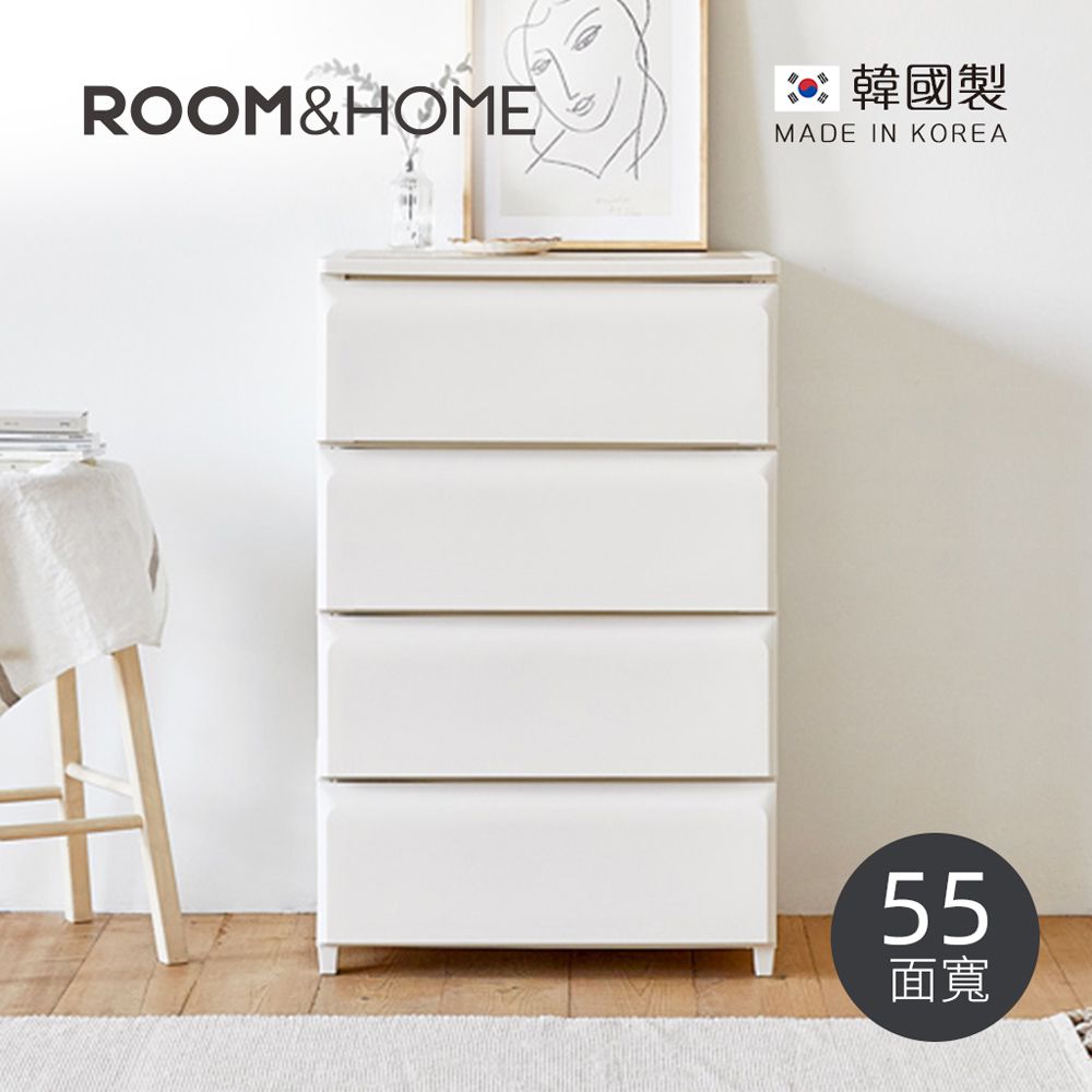 韓國ROOM&HOME - 韓國製55面寬四層抽屜收納櫃(木質天板)-DIY-象牙白