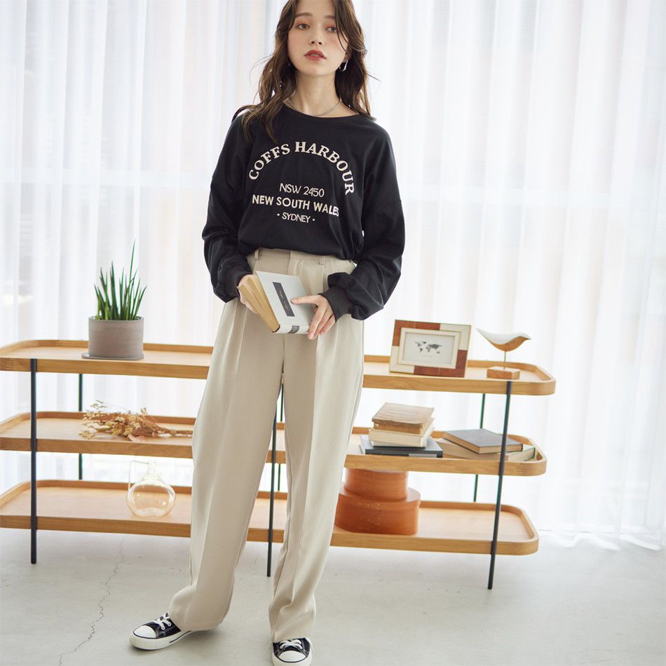 日本 Rejoule - 百搭修身打褶西裝褲-時尚黑