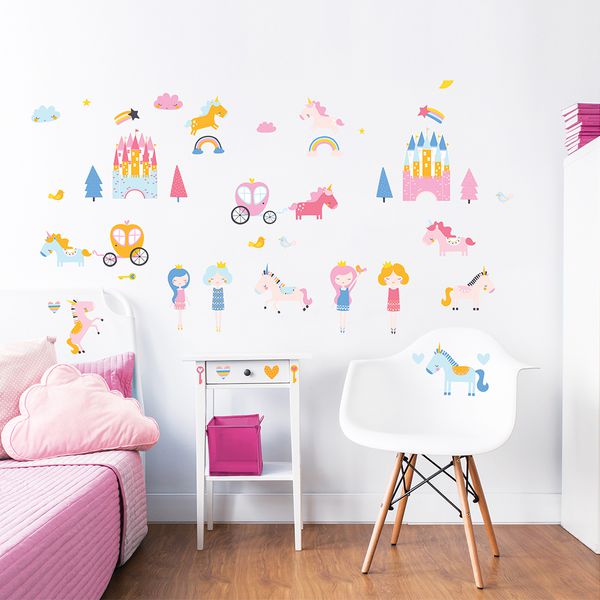 英國 Walltastic - 童趣壁貼-獨角獸-48張貼紙