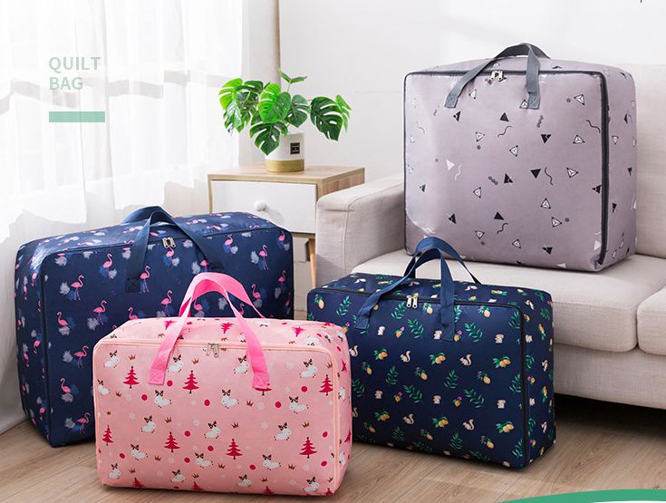 棉被收納提袋-淺藍白雲 (大51L（58*40*22cm）)