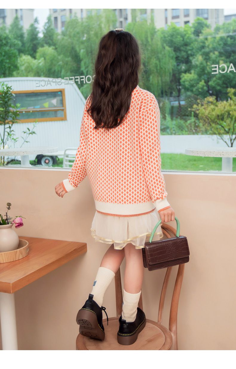 氣質小淑女針織毛衣外套-橘色