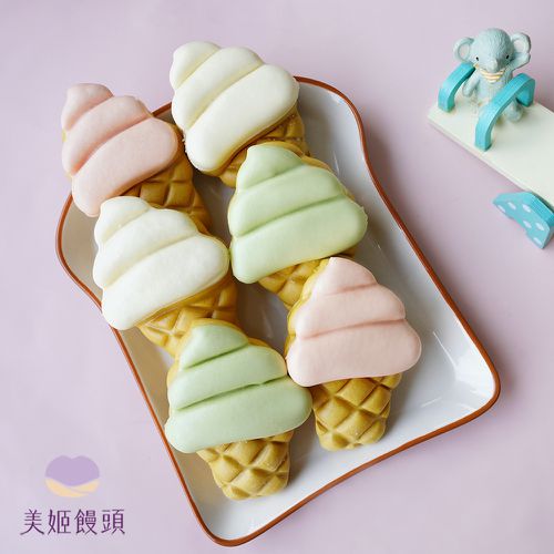 彩虹冰淇淋鮮乳造型饅頭 (一盒六入)-34g