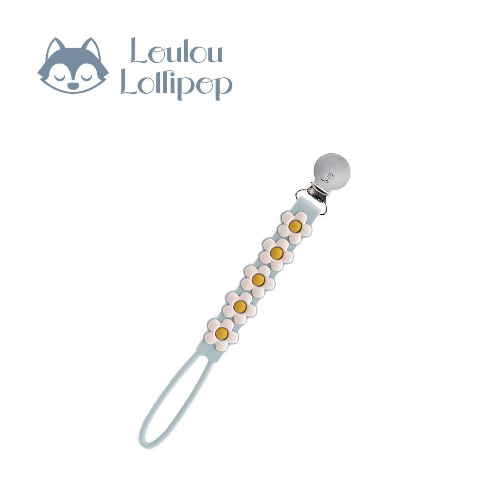 固齒器奶嘴鍊夾-藍色小雛菊