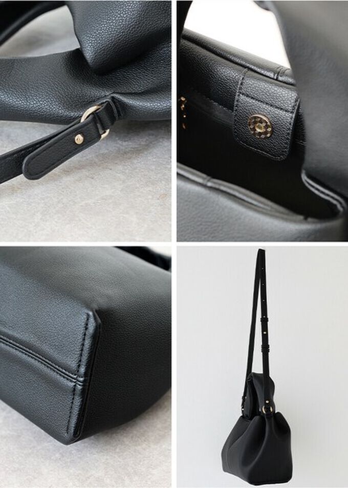 日本 BLUE EAST - 圓潤俏麗2way手提包(附長揹帶)-黑