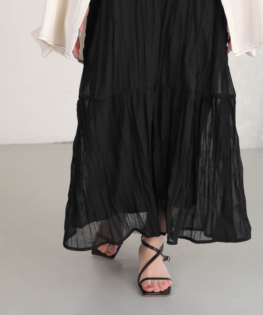 日本 Bab - V領浪漫飄逸無袖洋裝-米杏