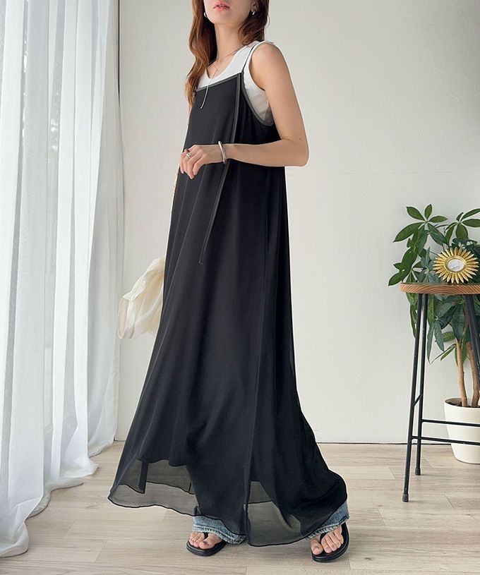 日本 Classical Elf - 2way奢華薄紗大理石印花吊帶洋裝-橙紅