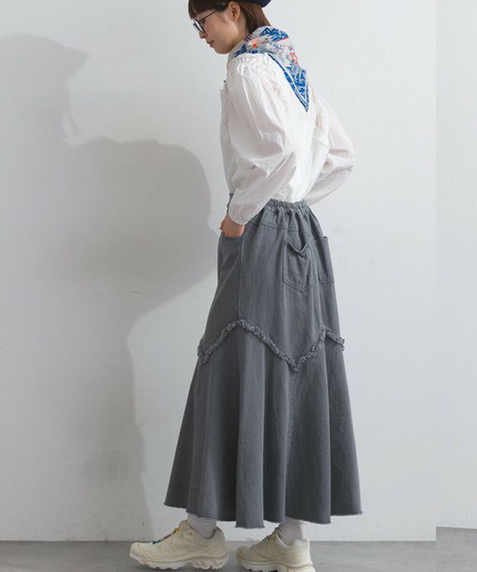 日本 Lupilien - 10oz修身V型魚尾丹寧長裙-灰