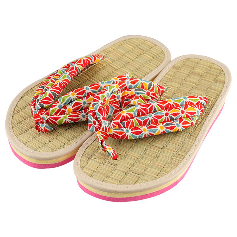 akachan honpo - 藺草夾腳拖鞋-粉紅色