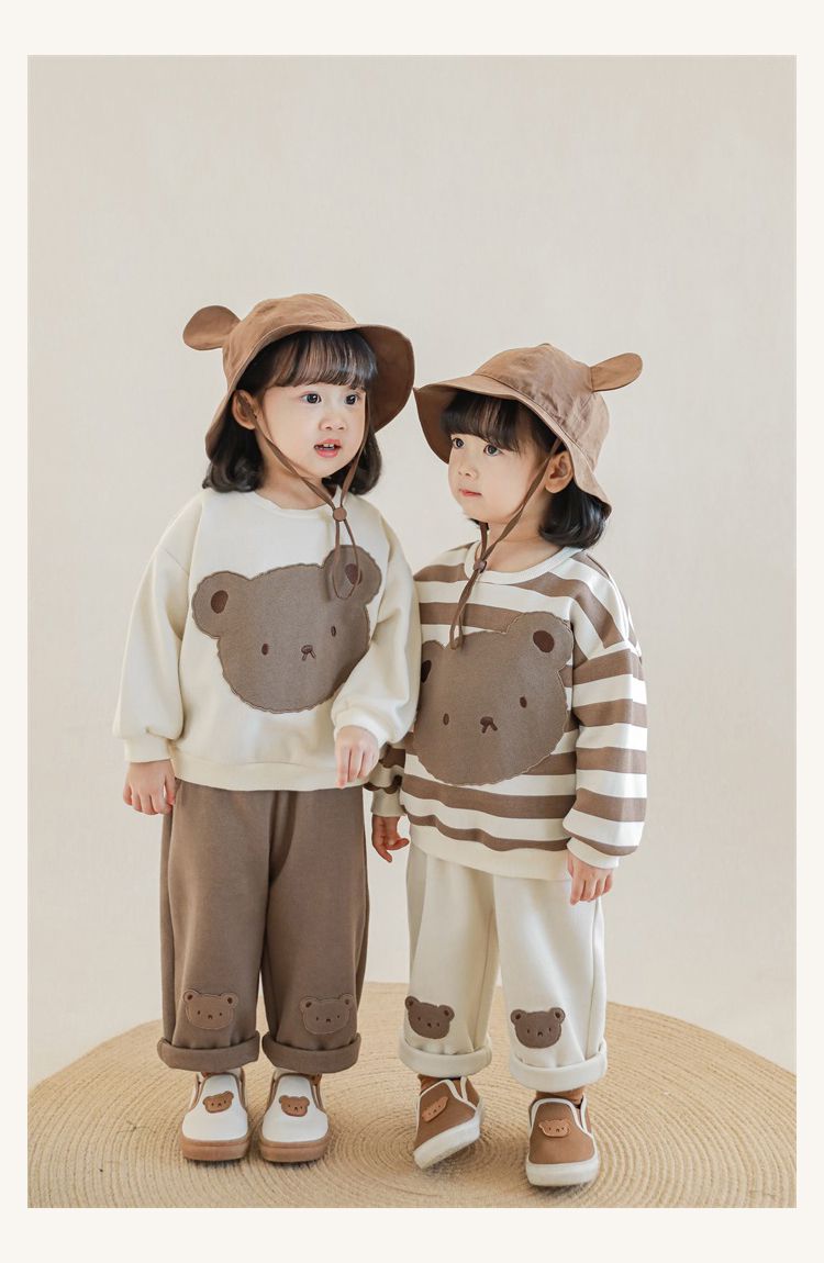 童趣造型吊帶長褲-熊熊小口袋-米白色