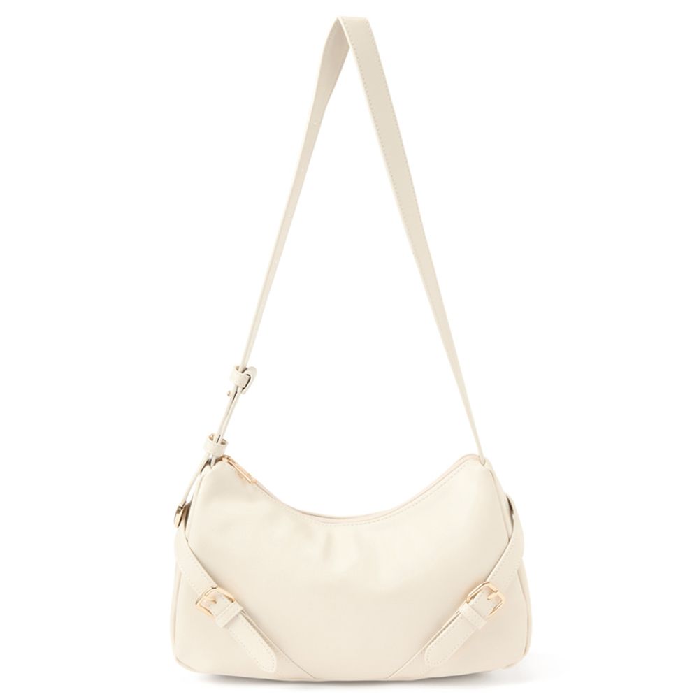 俐落皮帶造型簡約肩背包-象牙白 (F)