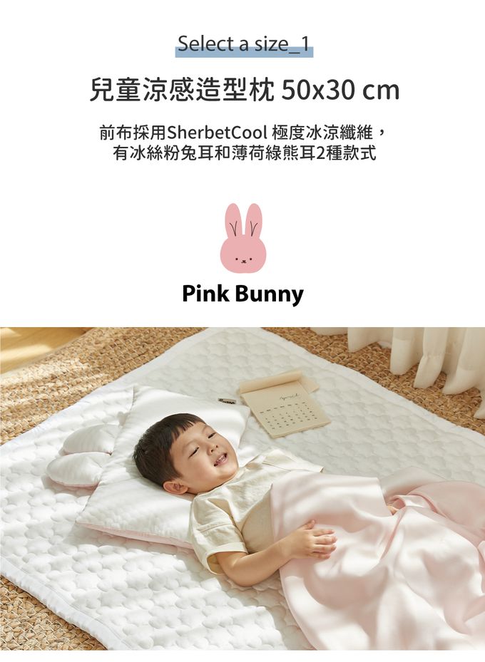 韓國 Hello HiZoo - 極度冰涼Sherbetcool 兒童涼感造型抗菌防蟎雙面枕/涼感枕/護脊/護頸枕 (熊耳)
