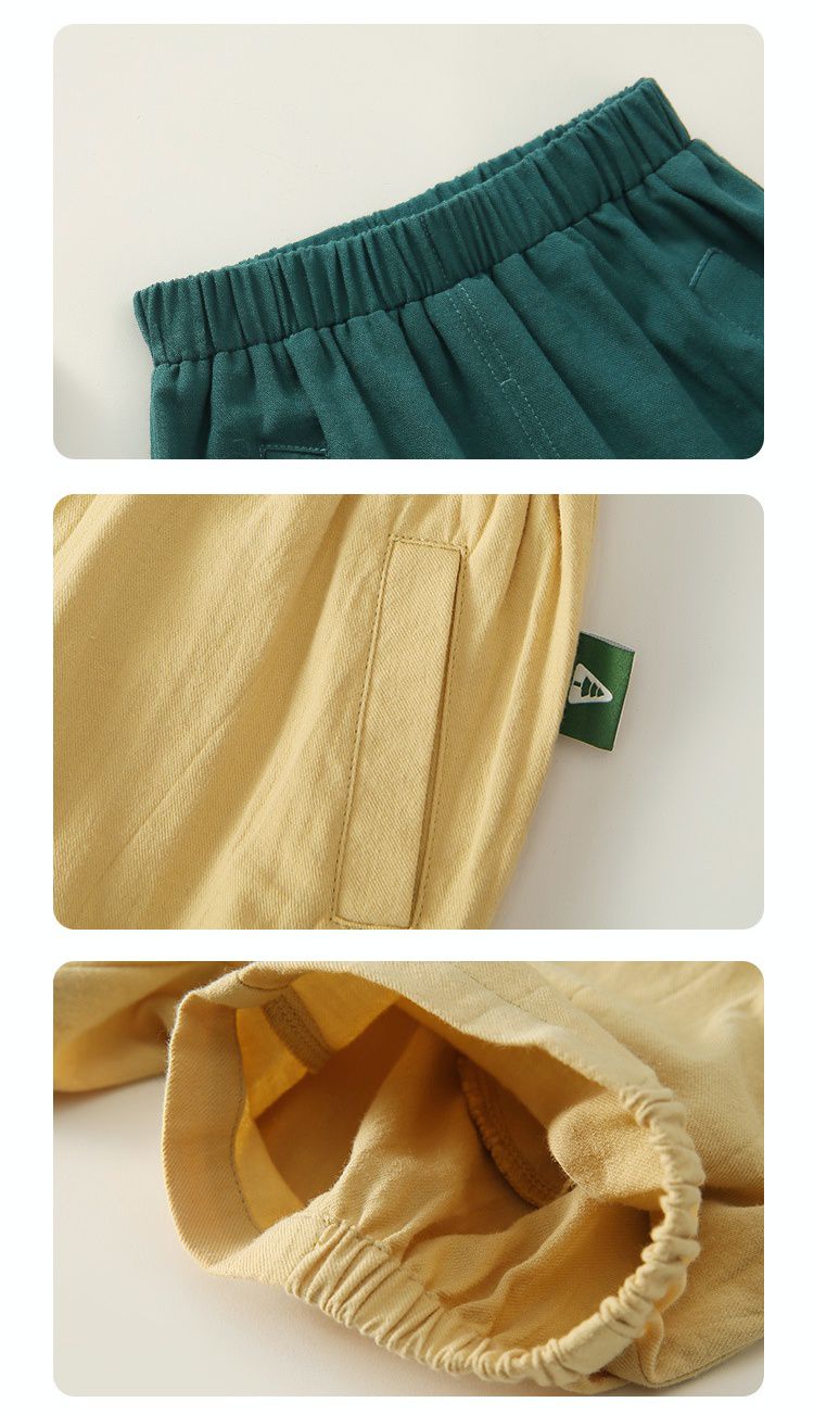 純棉寬鬆五分褲-深綠色