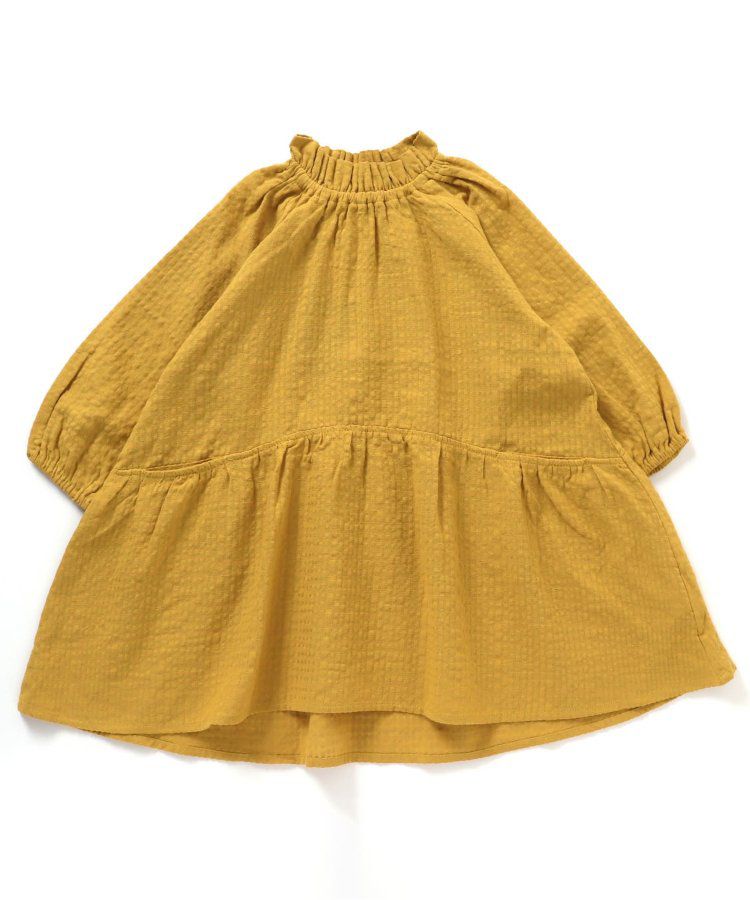 日本 BREEZE - 微立領宮廷風傘狀長袖洋裝-素面-紅