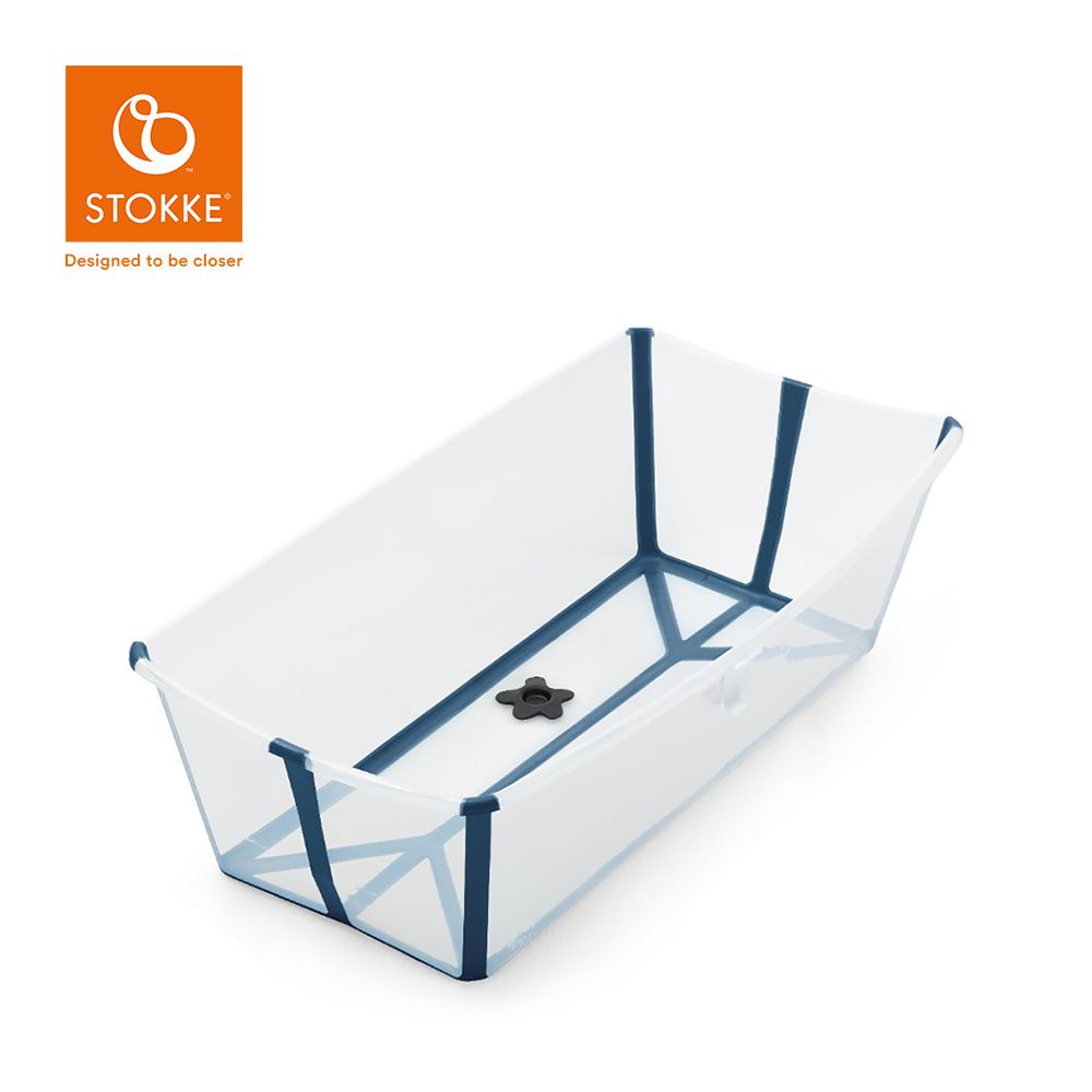 Stokke - 挪威 Flexi Bath 折疊式浴盆(感溫水塞)X-Large加大版 - 不含浴架-透明藍
