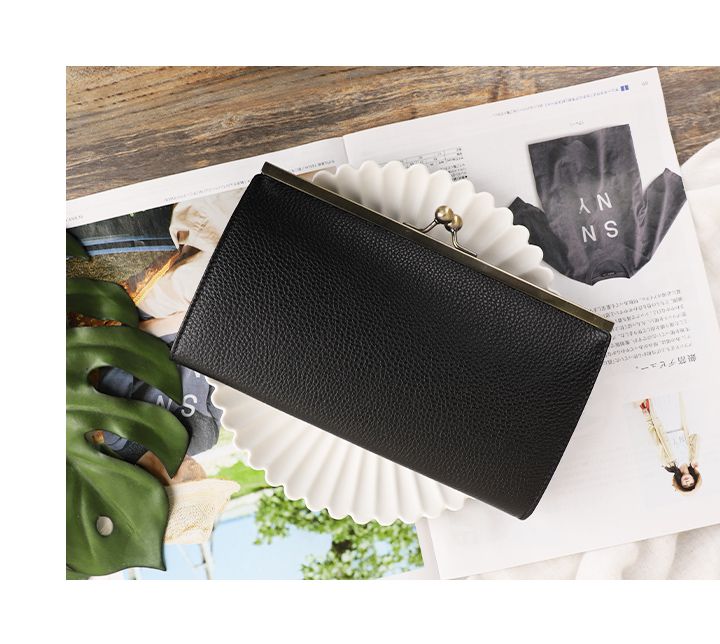 日本 LIZDAYS - 大容量分層口金真皮長夾/皮夾-湖水綠 (11x20x2.5cm)