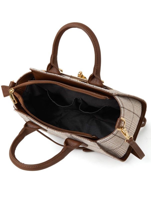 日本 GRL - 2way格紋小托特包/側背包-黑