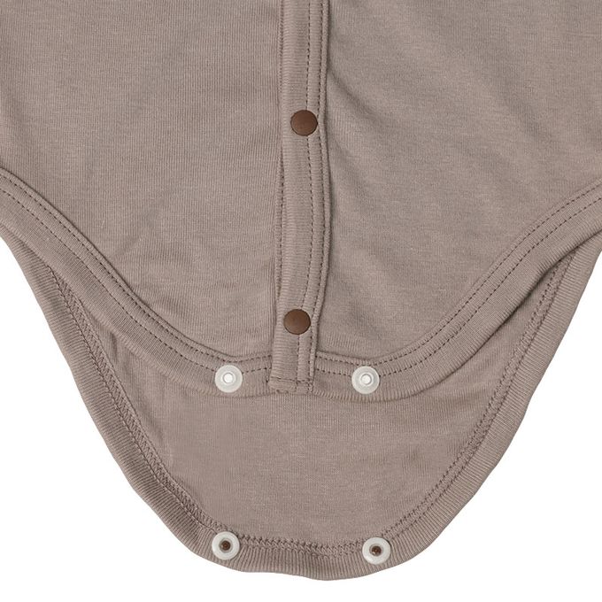 akachan honpo - 長袖前開式速乾包屁衣-2件組 素面-咖啡色