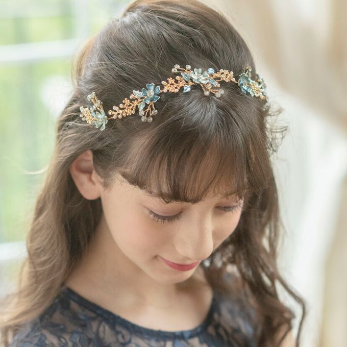 日本 Catherine Cottage - 細緻水鑽感花仙子造型髮箍-透亮白