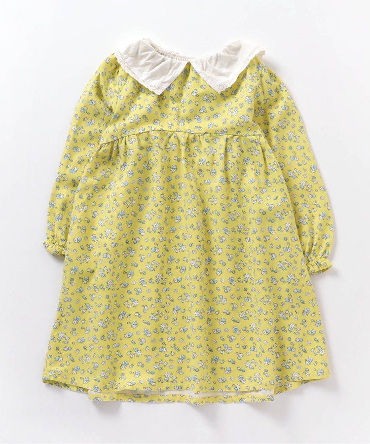 日本 apres les cours - 少女系滿版印花定番長袖洋裝-碎花-暖黃