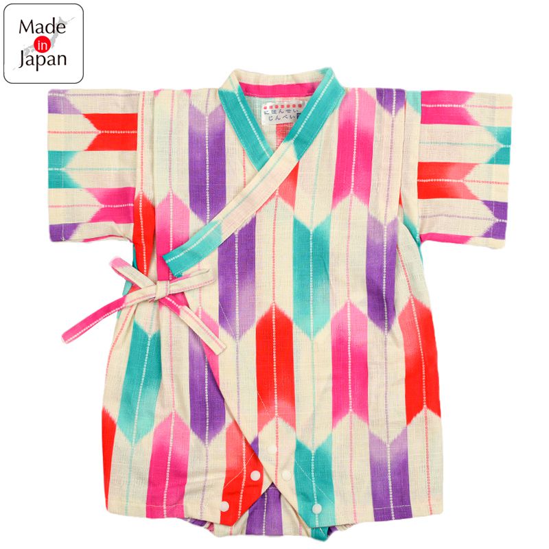 akachan honpo - 甚平包屁衣-箭羽紋-粉紅色