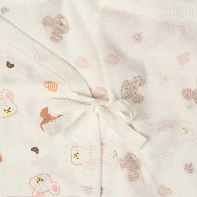 akachan honpo - 新生兒內衣4件組-小熊學校-米白色 (50~60cm)