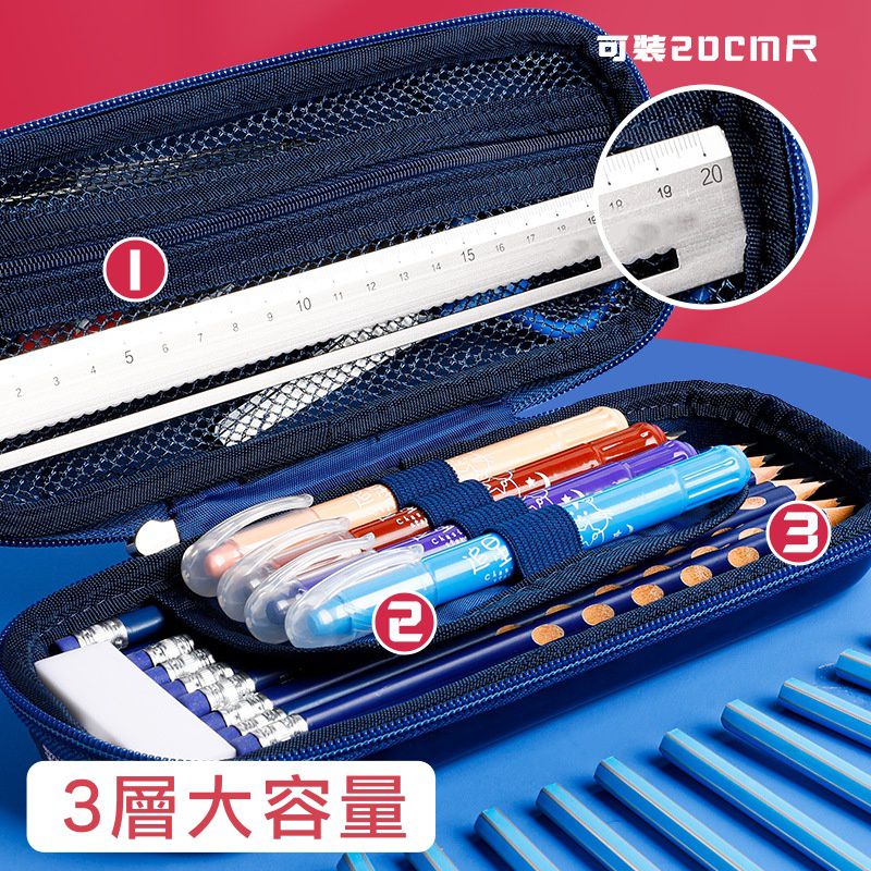 防水3D立體大容量鉛筆盒-鋼鐵人(橫款)-紅+深藍 (23x10x4.8cm)