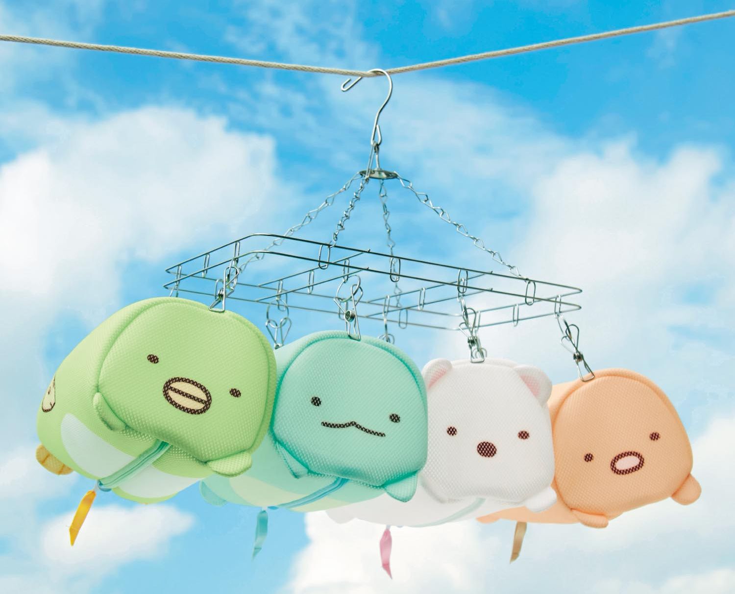 日本千趣會 - 角落生物 日本製圓筒洗衣網/衣物收納袋-真蜥蜴與貓頭鷹-綠 (16x26x14cm)