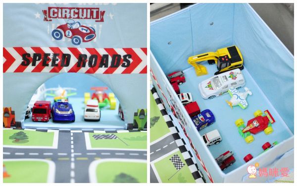 日本 U-COMPANY - 遊戲背景玩具折疊收納箱-賽車