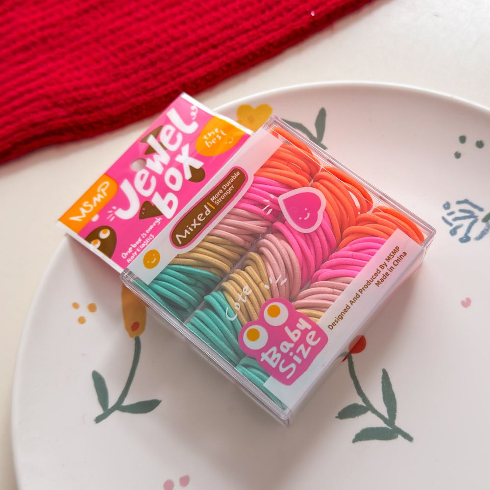 Beauty 寶寶幼兒拇指髮圈(直徑約2公分)-馬卡龍5色-100條/盒