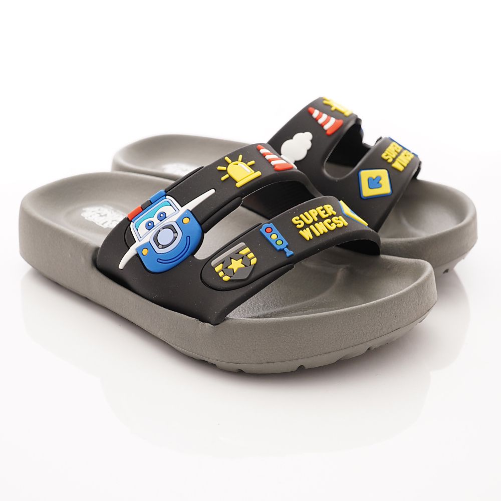 Super Wings - 卡通童鞋-超輕量拖鞋款(中小童段)-灰黑-日本尺寸cm